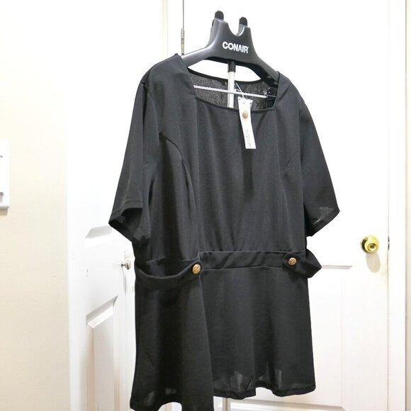 BloomChic Plus Size 3XL Square Neck Waist Tab Gathered Blouse us size 22 - Picture 4 of 9